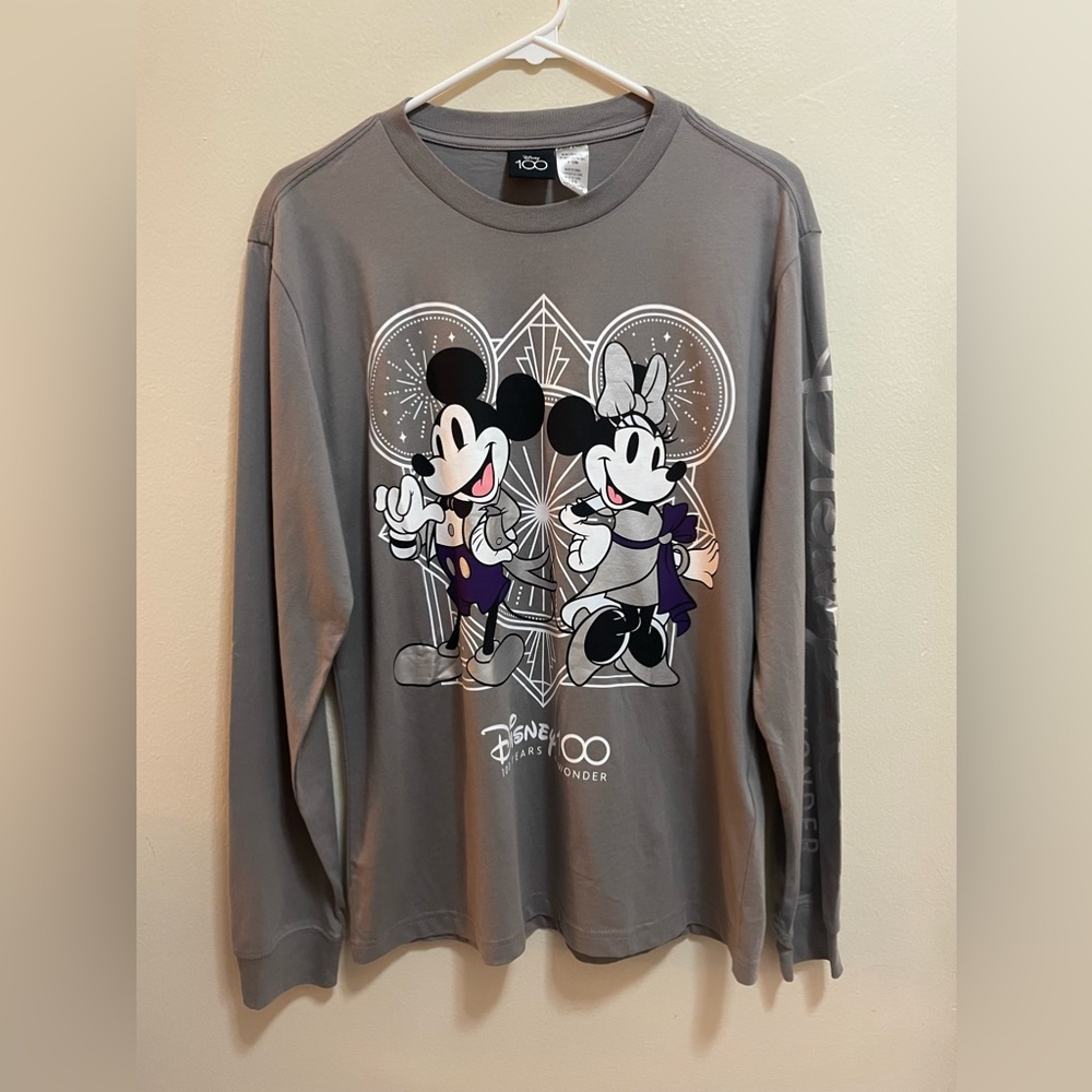 Disney Parks 100th Anniversary Mickey Minnie Mouse Long Sleeve Shirt Adult Small